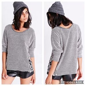 EUC Staring At Stars Distressd Lace Inset Pullover